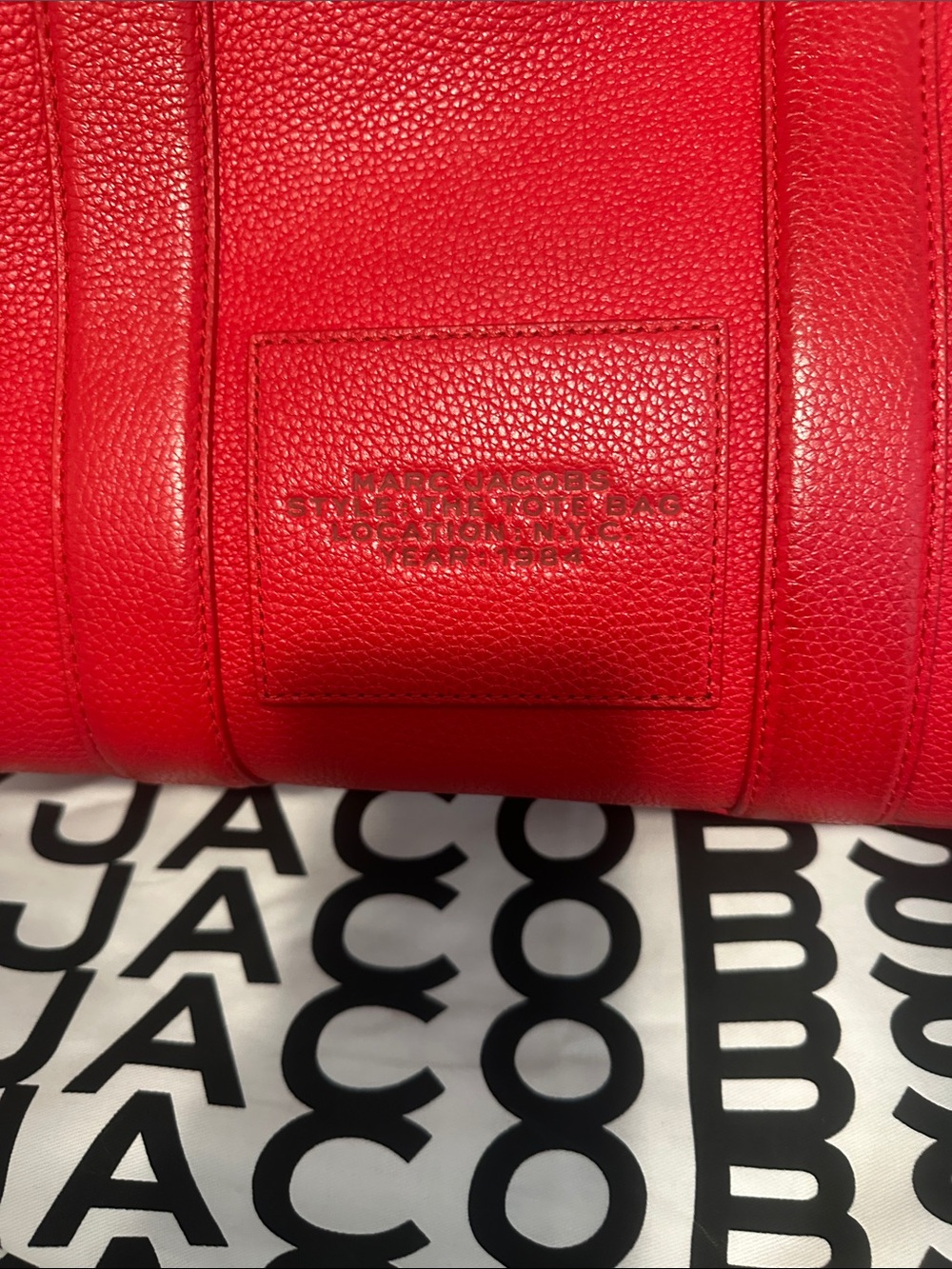 Medium 
Marc Jacobs Red The ToteBag Pebbled Leather Tote - Picture 7 of 8